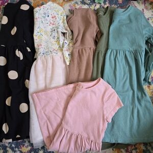 Assorted Girls' Dresses - Polka Dot, Floral, Pink, and Green All 4T - 6 Total